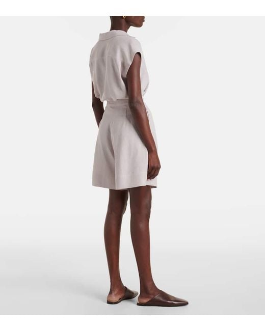 Loro Piana Gray Dorin Linen Crepe Bermuda Shorts