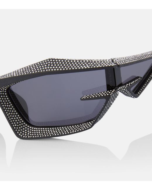 Givenchy Blue Giv Cut Crystal-embellished Shield Sunglasses