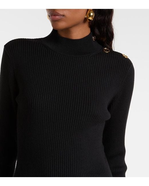 Patou Black Ruffled Wool Minidress