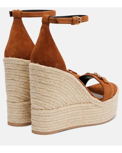 Versace Brown Medusa '95 Suede Espadrille Wedges