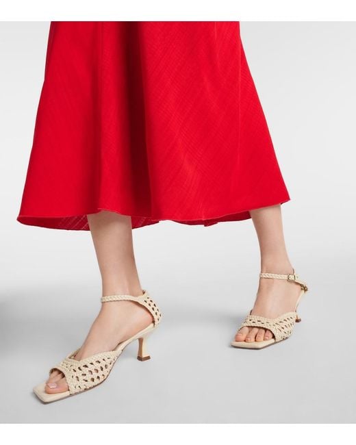 Souliers Martinez Metallic Veronica Woven Leather Sandals