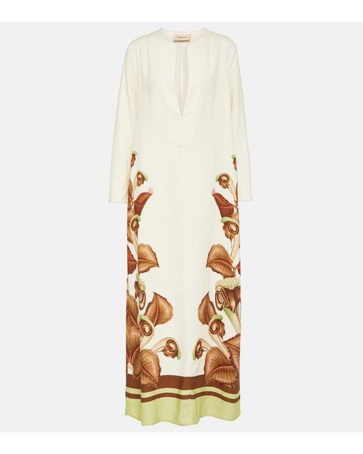 Adriana Degreas Natural Arisaema Printed Maxi Dress