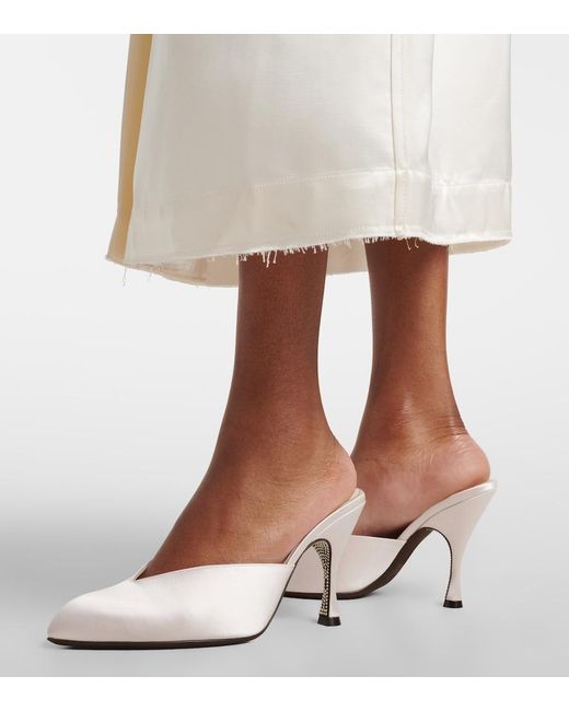 Herbert Levine White Sitting Pretty Satin Mules