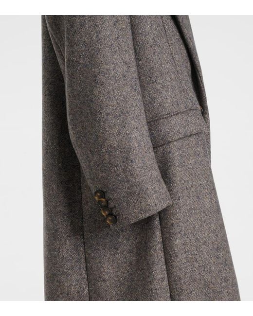 Stella McCartney Gray Double-Breasted Wool And Silk-Blend Coat