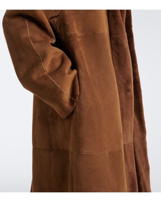 The Row Brown Kane Reversible Shearling-Lined Suede Coat