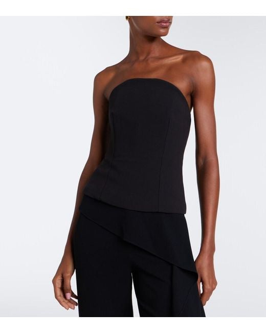 Roland Mouret Black Scarf-Detail Crepe Corset Top