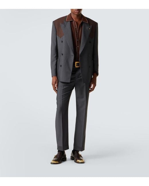Versace Blue Medusa Wool And Mohair Blazer for men