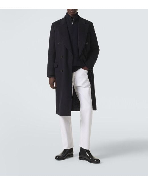 Umit Benan Black President Double-Breasted Wool Coat for men
