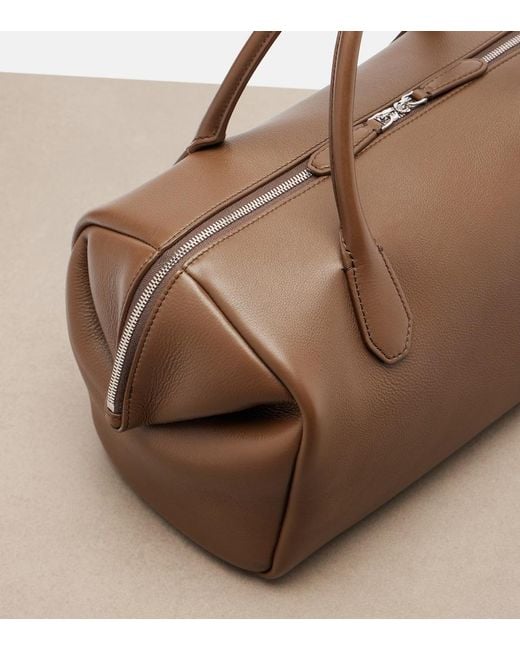 The Row Brown Faye Leather Top-Handle Bag