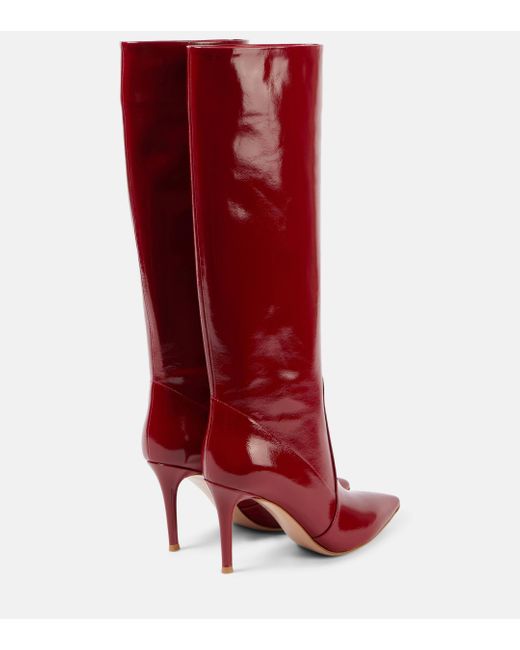 Gianvito Rossi Red Hansen 85 Patent Leather Knee-High Boots