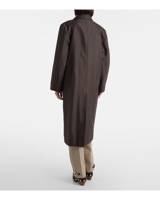 Bottega Veneta Black Intrecciato Leather-Trimmed Trench Coat