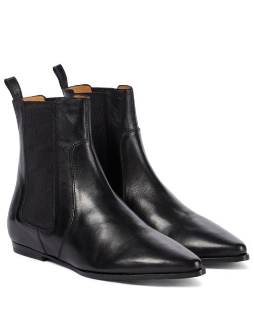 Isabel Marant Black Duiza Flat Leather Ankle Boots