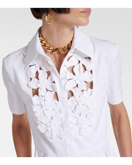 Robe midi brodee en coton Valentino en coloris White