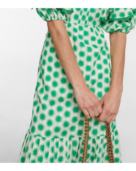 Diane von Furstenberg Green Oliver Lace Trimmed Cotton Midi Dress