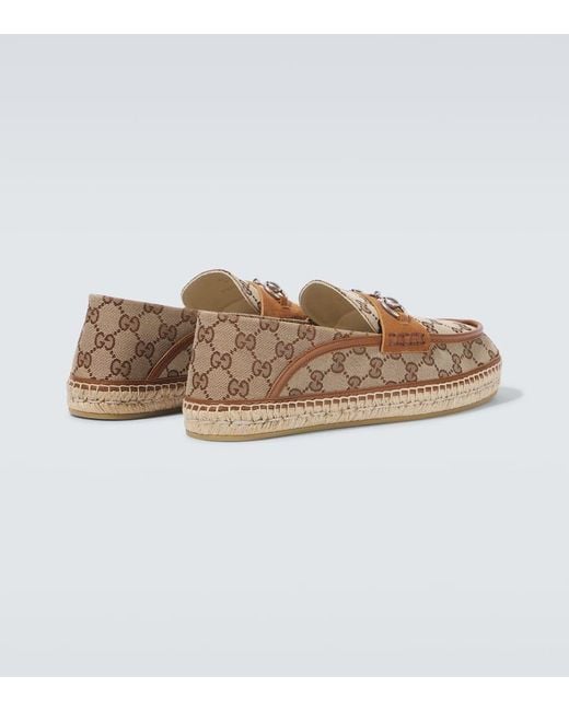 Gucci Natural Horsebit Gg Canvas Jute-Trimmed Loafers for men