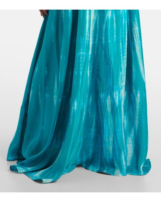 Anna Kosturova Blue Tie-Dye Silk Wrap Dress