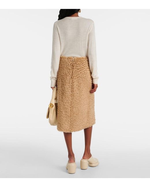Jil Sander Natural Mohair And Cotton Skirt
