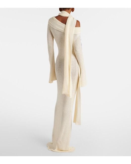 AYA MUSE White Viscose-Blend Turtleneck Maxi Dress