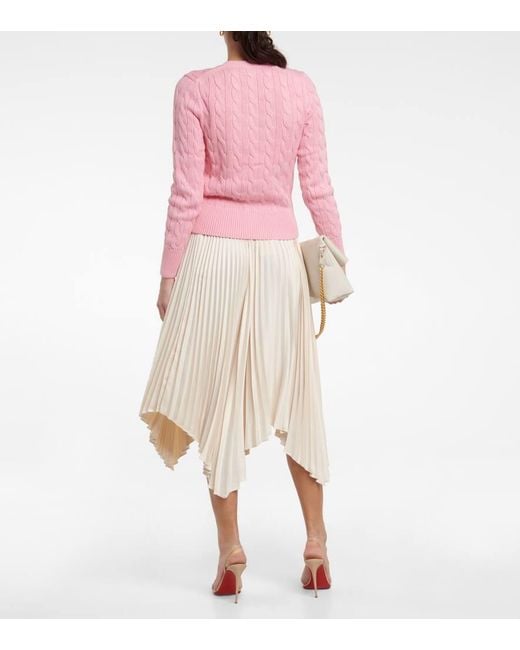 Polo Ralph Lauren Pink Cable-Knit Cotton Cardigan