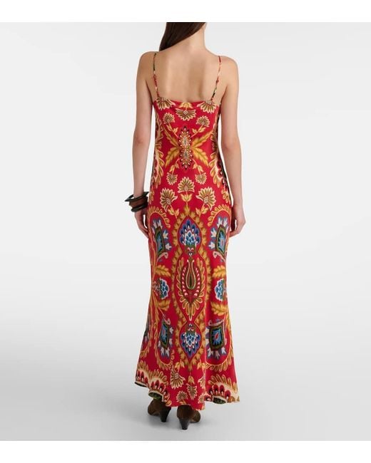 Farm Rio Red Maxikleid Folk Tapestry