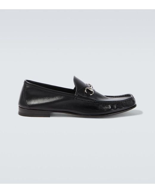 Gucci Black Lugano Horsebit Leather Loafers for men