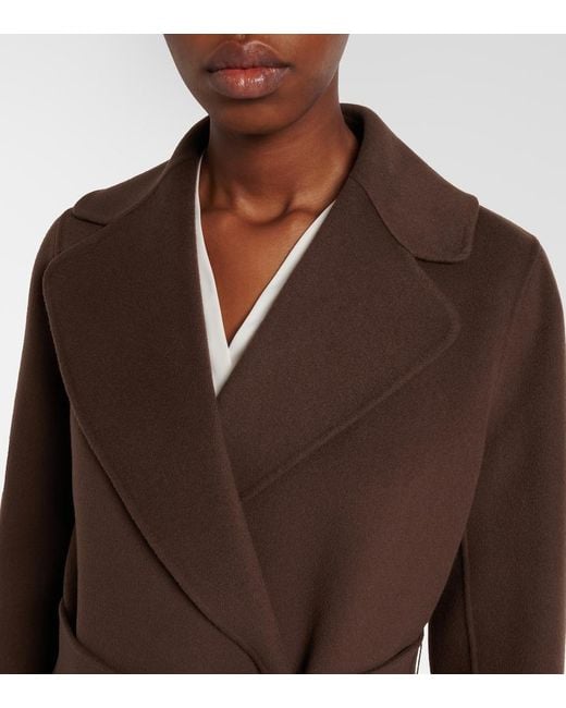 Max Mara Brown Poldo Virgin Wool Wrap Coat
