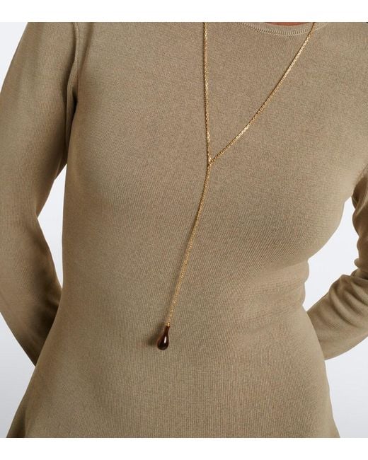Totême White Tiger's Eye Embellished 18Kt-Plated Necklace