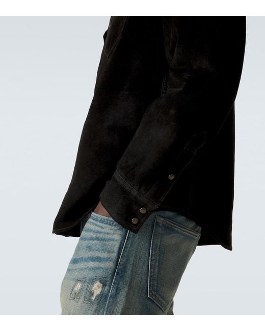 RRL Black Suede Western Shirt for men