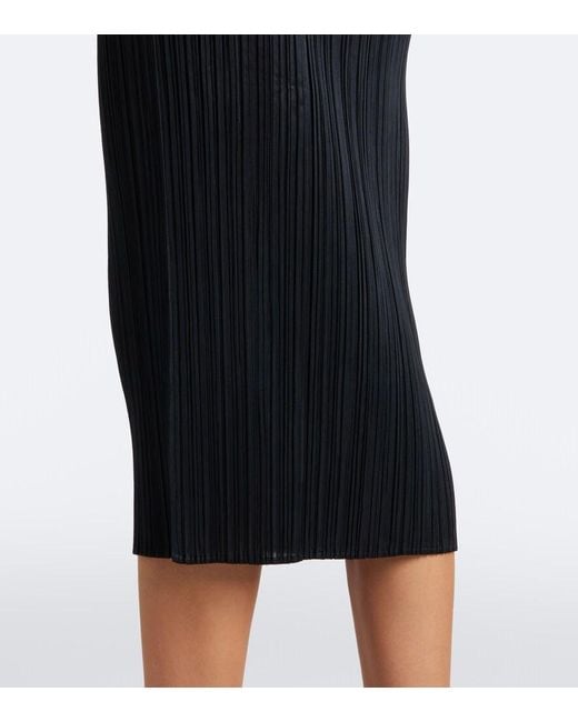 Pleats Please Issey Miyake Black Basics Pleated Midi Dress