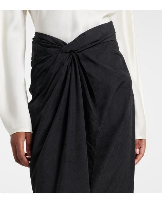 Rohe Black Gathered Midi Skirt