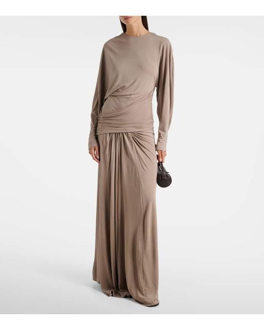 Christopher Esber Natural Vala Draped Jersey Maxi Dress