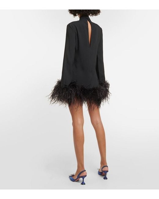Taller Marmo Black Piccolo Ubud Feather-Trimmed Minidress
