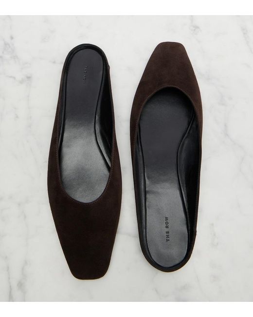 The Row Brown June Suede Mules