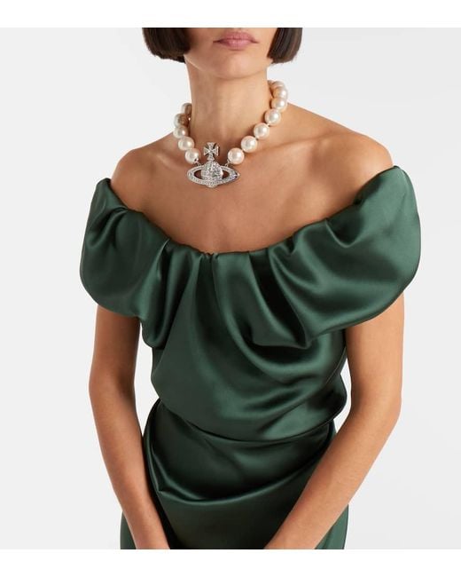 Vivienne Westwood Green Ginnie Amber Ruched Midi Dress