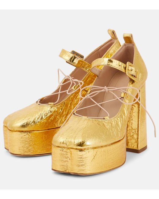 Simone Rocha Leather Ballerina Platform Pumps in Metallic | Lyst