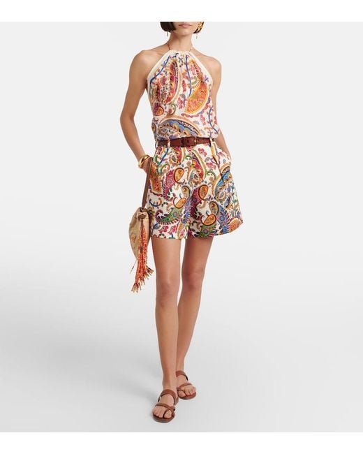 Etro Blue Printed Silk Top