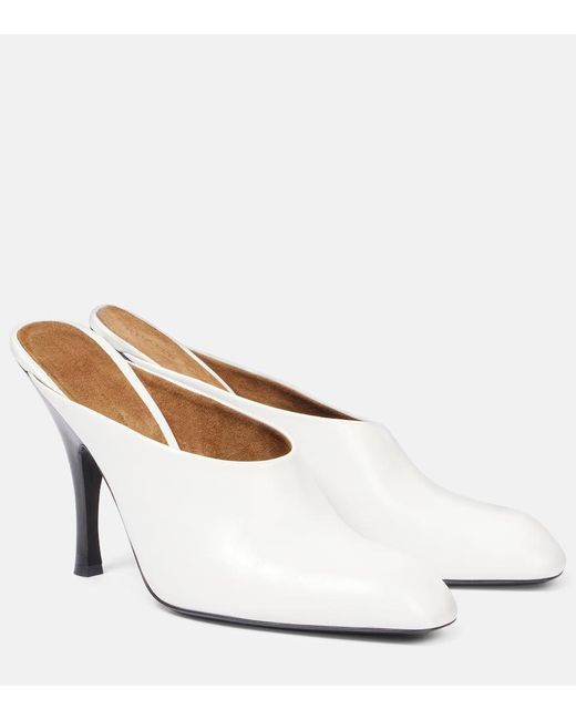 Khaite White Colt 100 Leather Mules