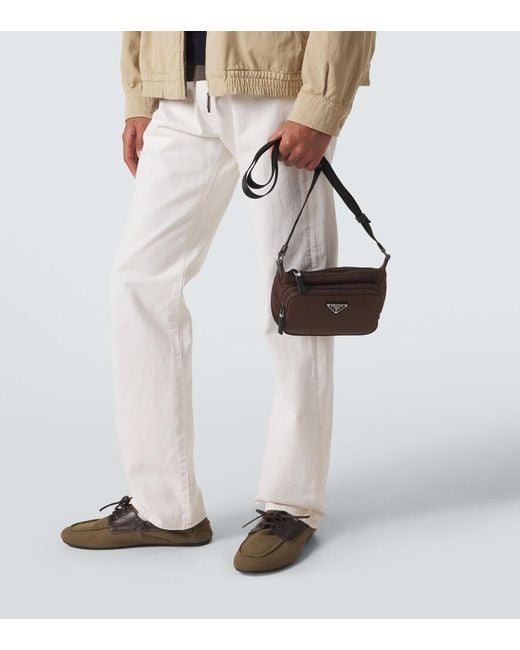 Prada Brown Re-Nylon Leather-Trimmed Shoulder Bag for men