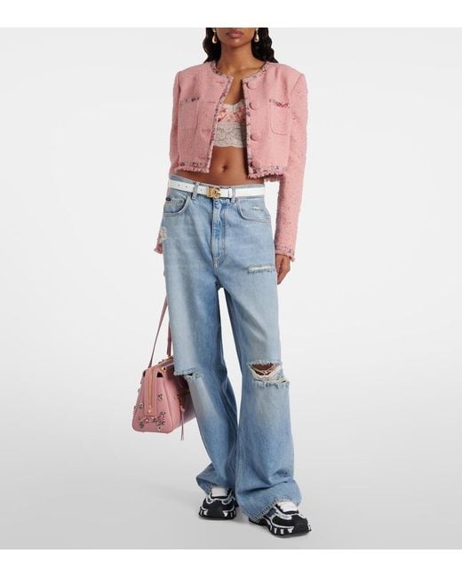 Dolce & Gabbana Blue Runner Distressed Denim Sneakers
