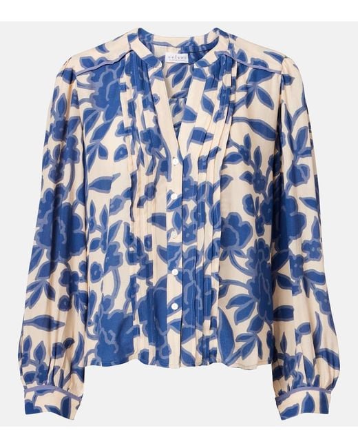 Velvet Blue Elda Printed Crepe Blouse