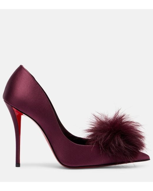 Christian Louboutin Red Alana 100 Embellished Crepe Satin Pumps