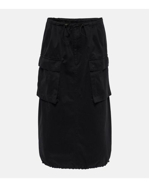 MM6 by Maison Martin Margiela Black Cotton Gabardine Cargo Midi Skirt