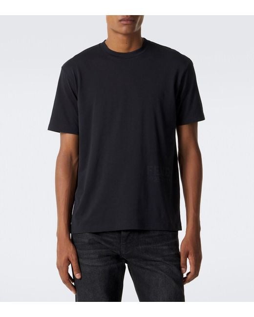 Fendi Black Logo Cotton Jersey T-Shirt for men