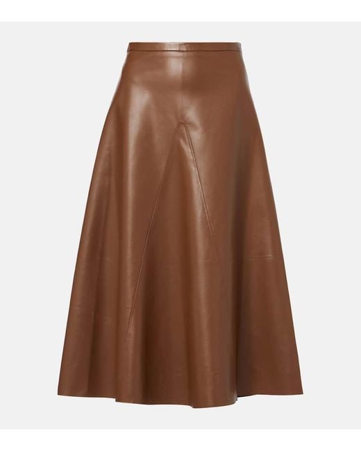 FFORME Brown Selina Leather Midi Skirt