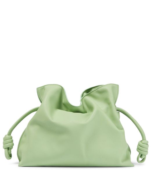 Loewe Green Flamenco Leather Clutch Bag