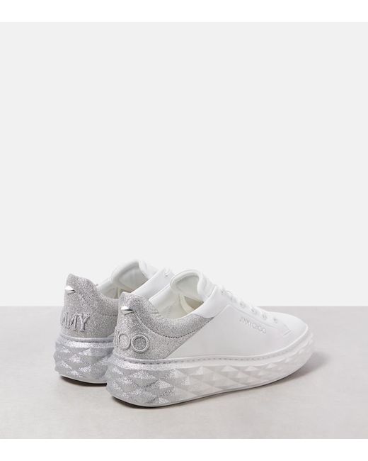 Jimmy Choo White Diamond Maxi/F Ii Glitter Leather Sneakers