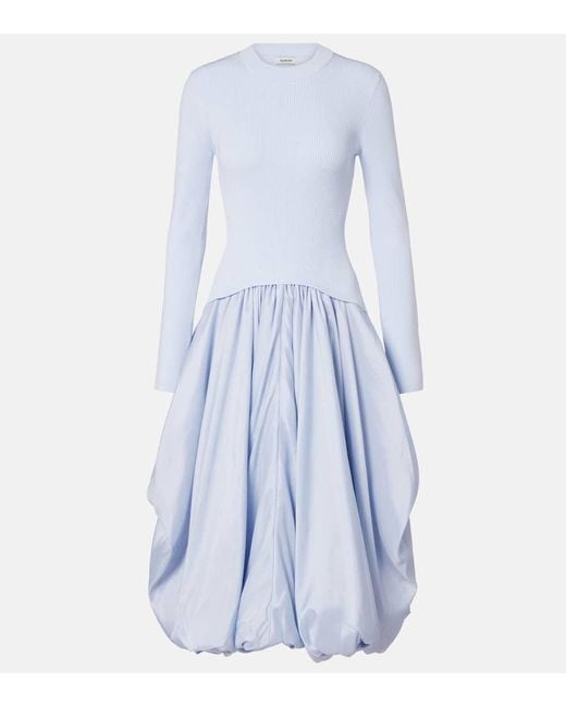 Jonathan Simkhai Blue Kenlie Taffeta-Trimmed Midi Dress