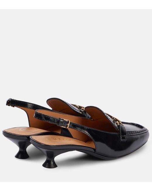Tod's Black 35 Leather Slingback Pumps