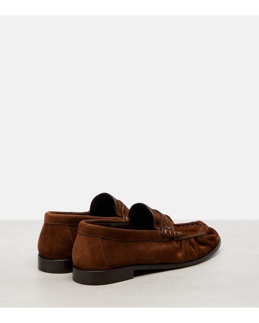Saint Laurent Brown Le Loafer Suede Penny Loafers