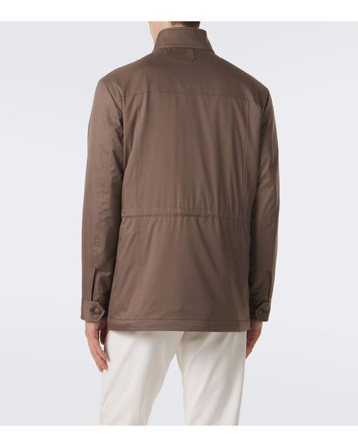 Canali Brown Technical Field Jacket for men